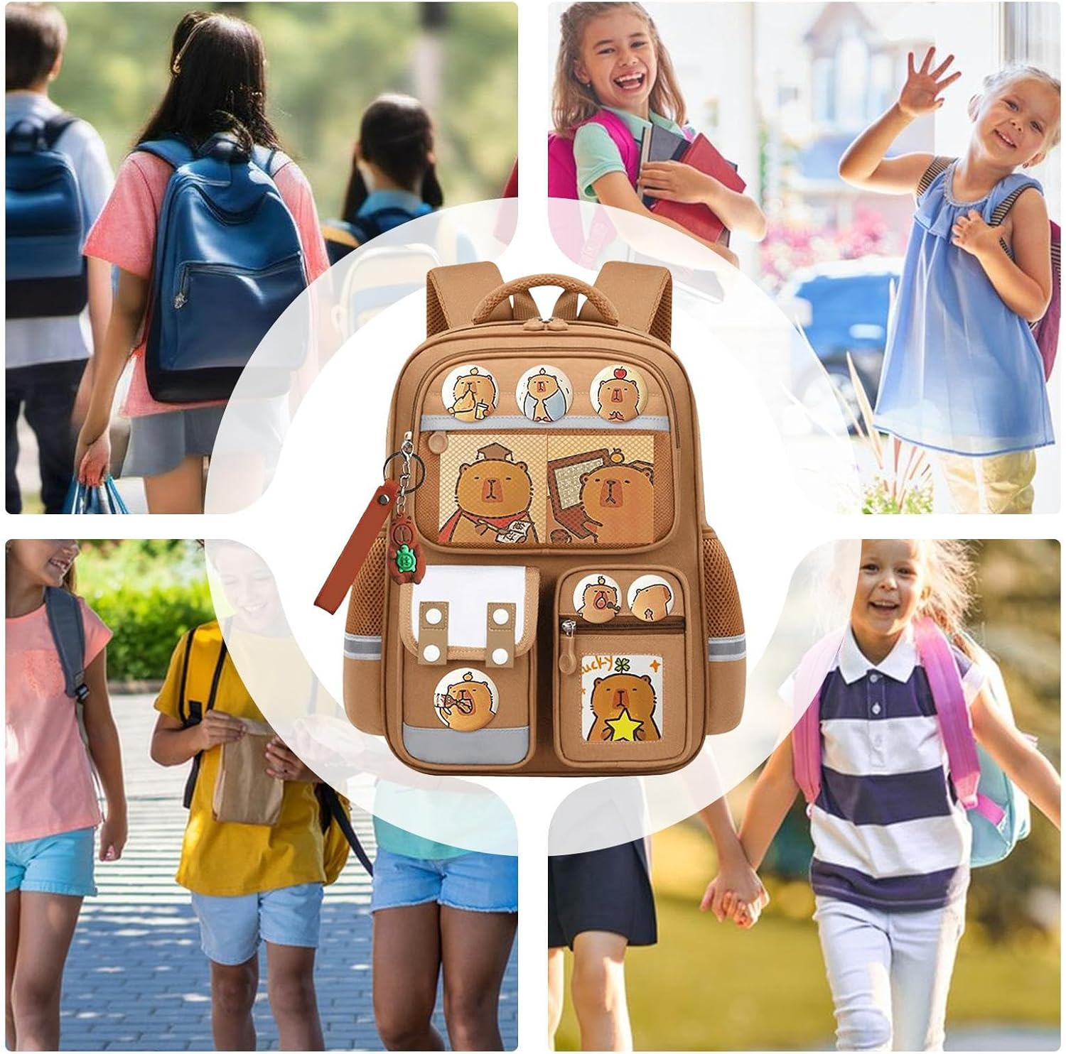 Capybara Bookbag - Cute Capybara Backpack - Laptop Travel Bookbag Casual for Girls Teens Students Kids Boys Birthday Party Outdoor Camping