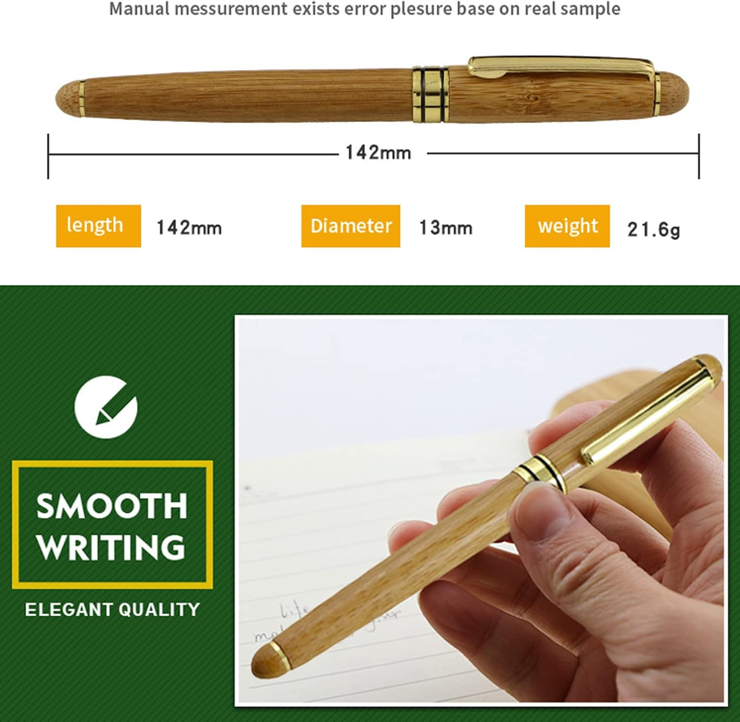 Calligraphy Fountain Pen Set - 5 Sizes, Stub Tip, Bamboo Handle, Piston Ink Container, Multi-Language Art Pen for Gothic, Italic, Arabic Fonts (2.9Mm) - 1.5 Mm. image number 2