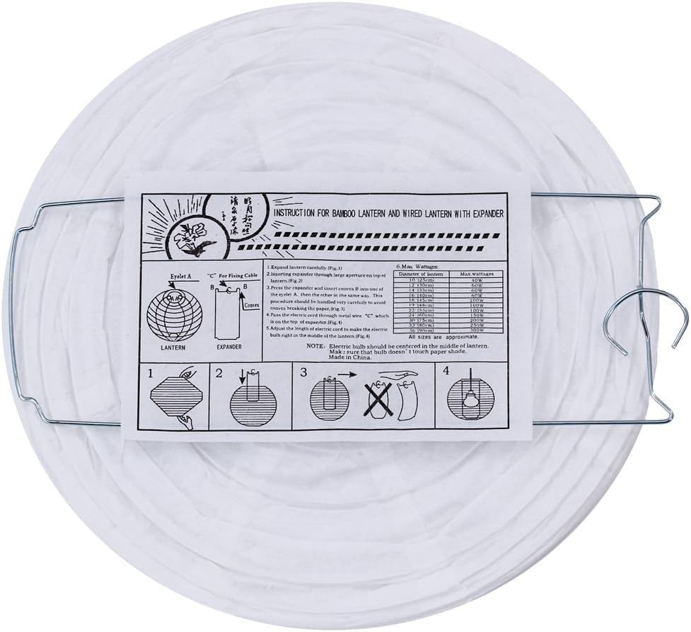 Miners2000 20 Pack Chinese Paper Lantern Hanging Lanterns 4&rdquo; 6&rdquo; 8&rdquo; 10&rdquo; 12&rdquo; White Hanging Lanterns Wedding Party Decorations