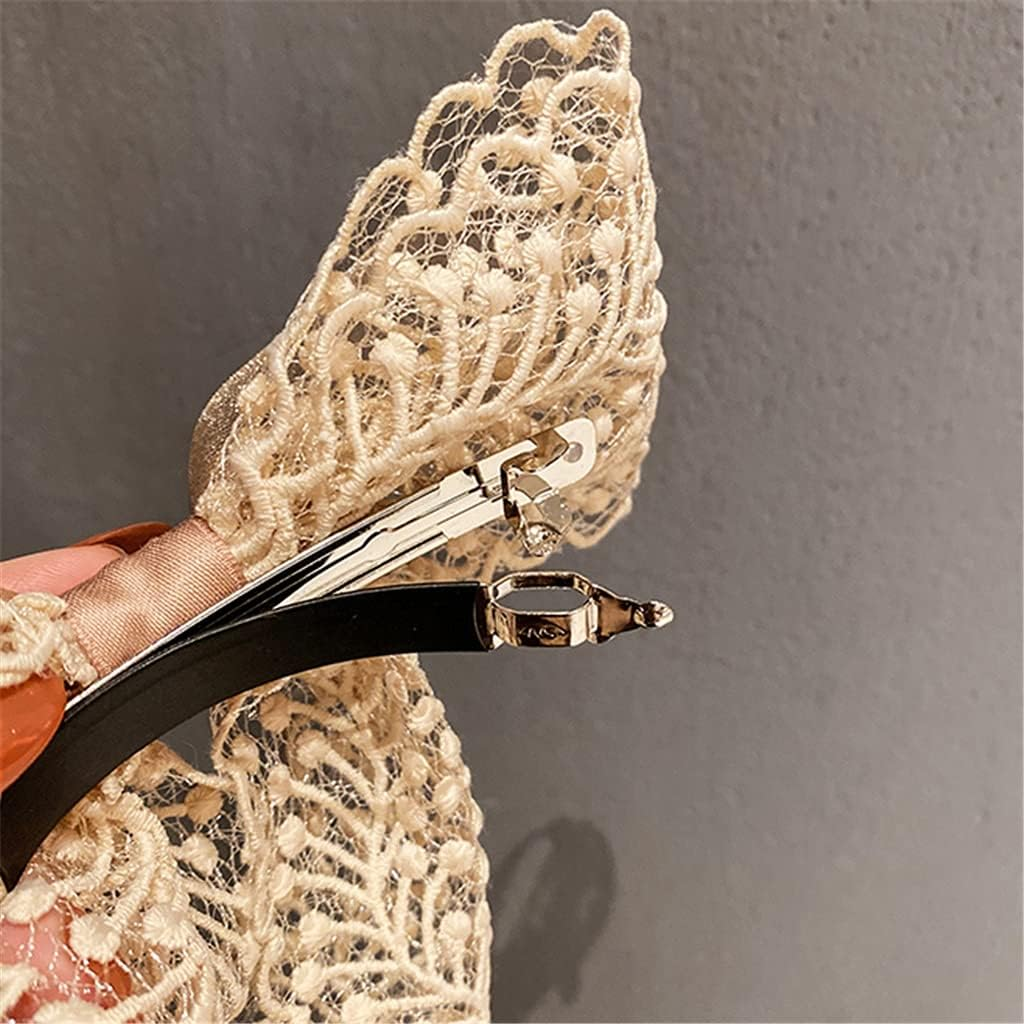 Crystal Hair Accessories,Clips Hairpins,Clip Plate,Lace Big Bow Hairpin Hairpin Headdress Hair Accessories Top Clip Spring Clip Female (Color : B) image number 5