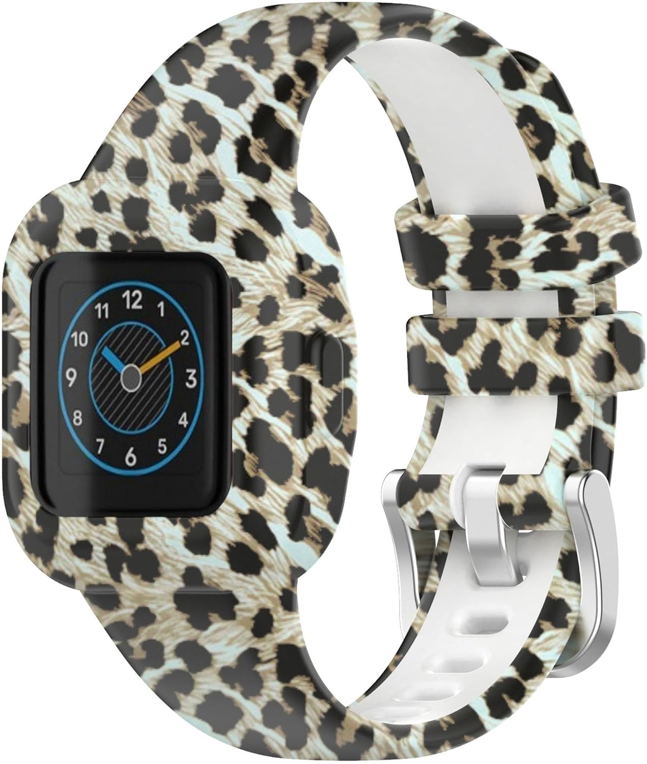 Mix Colour Replacement Band Strap for Garmin Vivofit JR 3 Junior 3, MH MOIHSING Soft Silicone Metal Clasp Buckle Wrist Strap Watch Band for VIVOFIT Junior3 JR3 Kids Tracker- Leopard