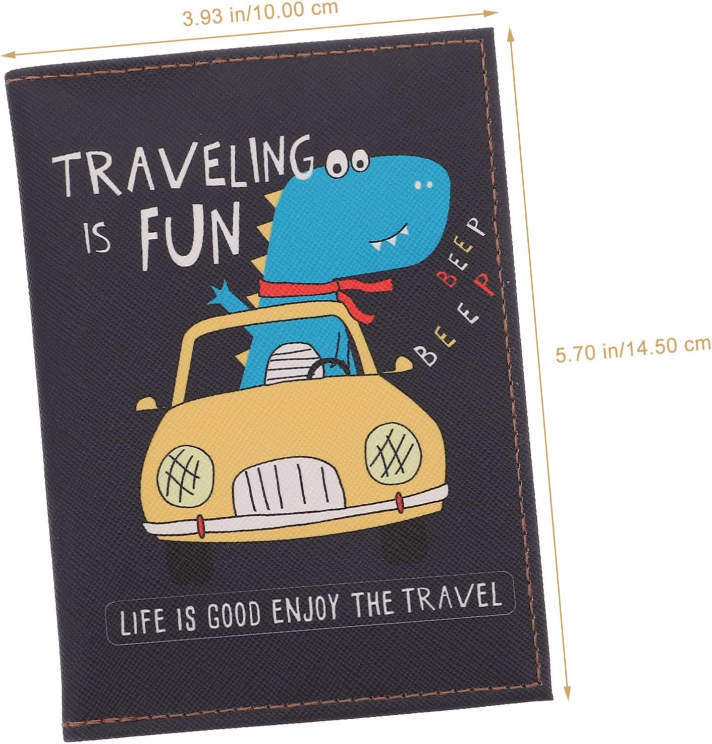 SHERCHPRY Travel Document Holder Case Cartoon Dinosaur Style Card Slots Bank Cards Pouch Pocket - Black image number 5