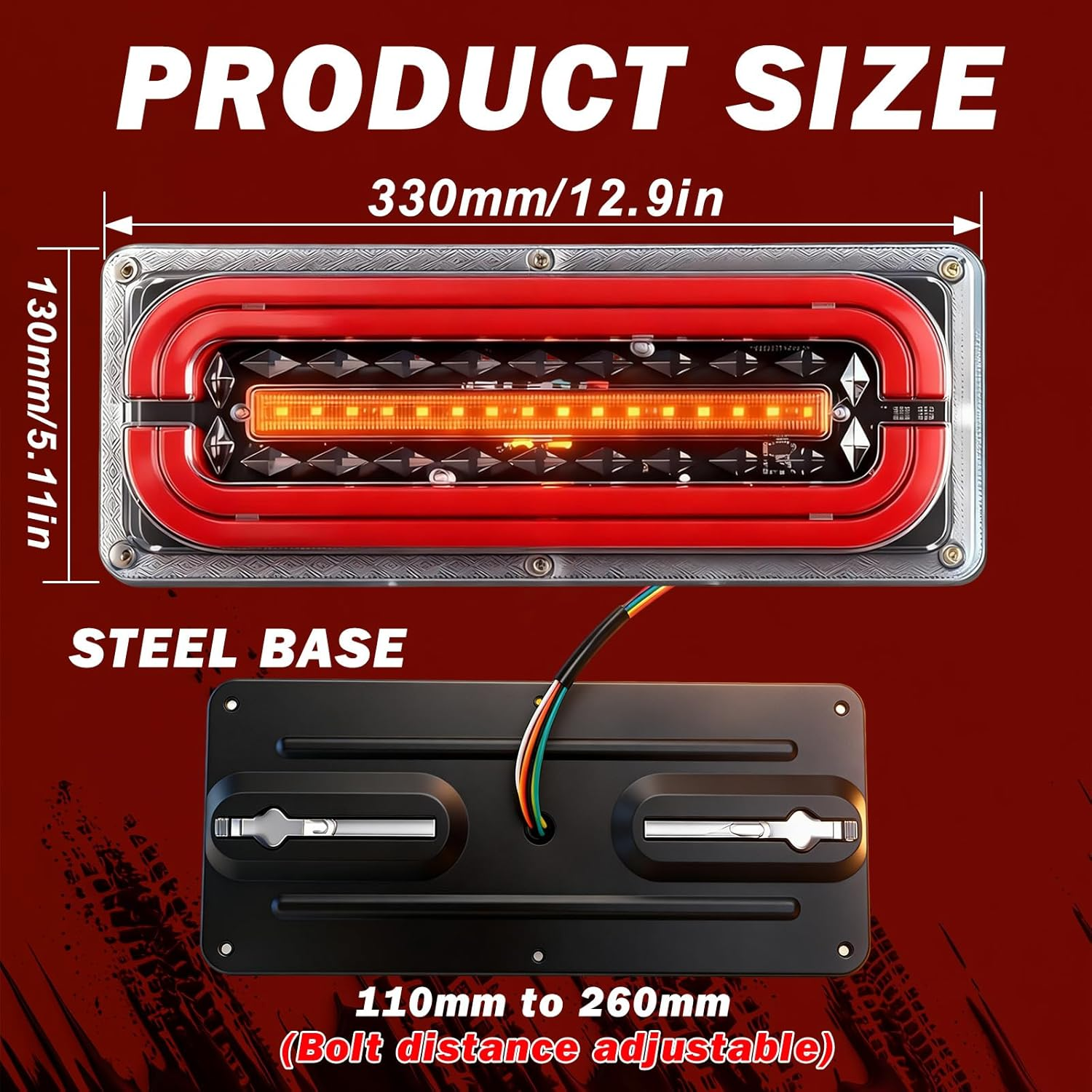 2PCS LED Trailer Tail Lights, Waterproof Truck Rear Lights with Brake & Turn Signal &ndash; Fit for 24V Lorries, Trucks, Trailers, UTV, Pickup, RV | High Visibility Trailer Lights for Aussie Roads image number 2