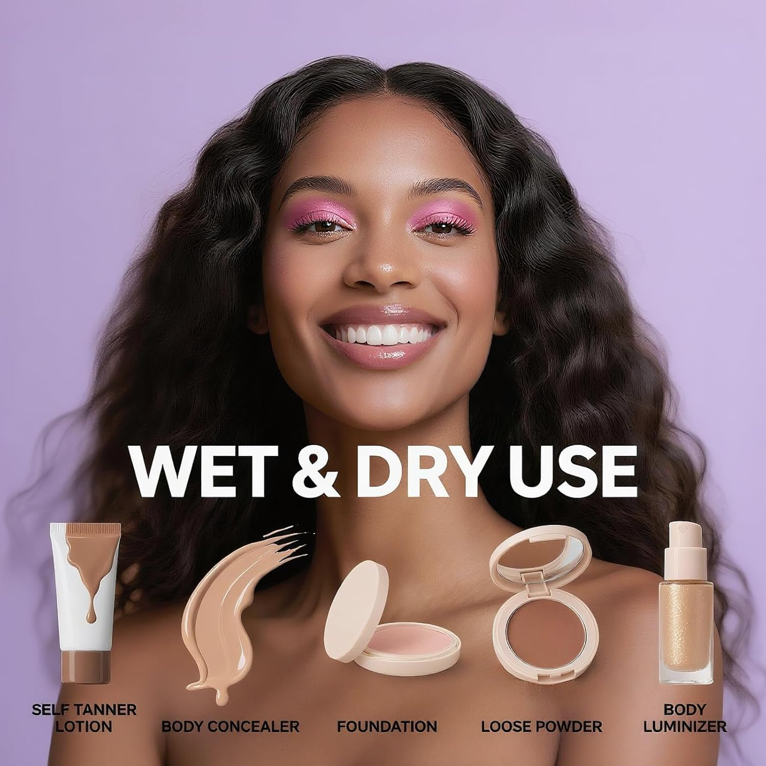 Ouqiesli Large Kabuki Body Makeup Brush - Fluffy Foundation & Self Tanner Applicator for Face and Legs, Vegan Bronzer Tool image number 2