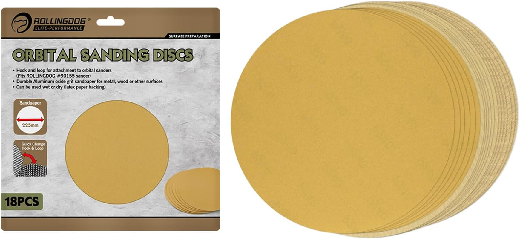 ROLLINGDOG 9" Sandpaper Sheets - 6 Each #80#120#240(18 Total),Hook&Loop Sanderpaper for Wood Metal or Other Surfaces(For ROLLINGDOG Corner Sander)