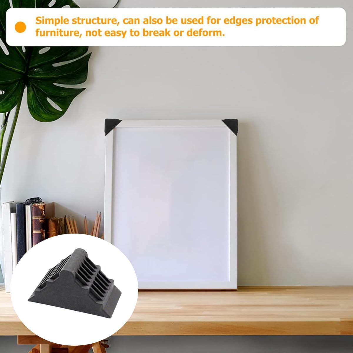AIMALL 2 Styles Black PP+PE Corner Protectors &ndash; 2.5&times;1.3&times;2In & 2.5&times;1.1&times;1.9In, Anti-Collision for Photo Frames/Furniture/Cabinets, Sturdy Triangle Wrap (Odor-Free) image number 2