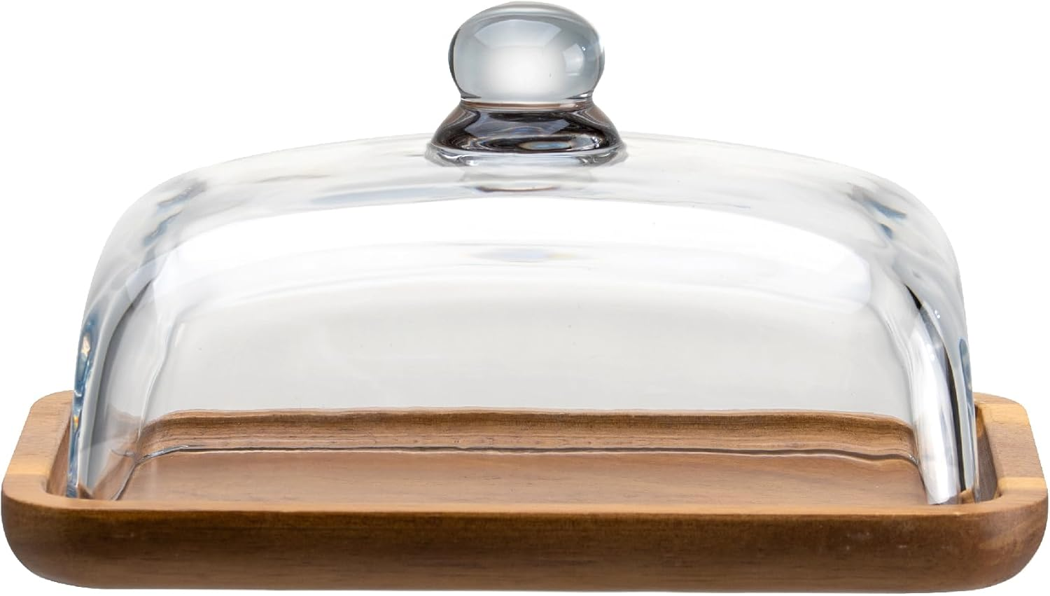 MKLZ Glass Butter Dish with Lid, Clear Domed Cheese Dish with Handle, Large Butter Keeper Saver with Cover for Table, Kitchen Countertop, Refrigerator image number 4