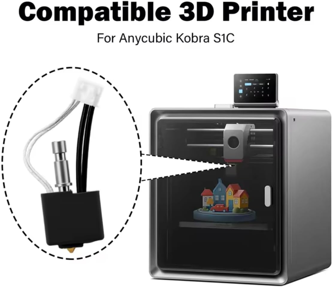 Kobra S1 Hotend for Anycubic, Hotend Heating Block Kit for Anycubic Kobra S1 S1C Hot End S1 Combo Brass Nozzle 0.4Mm Print Head 3D Printer Part image number 3