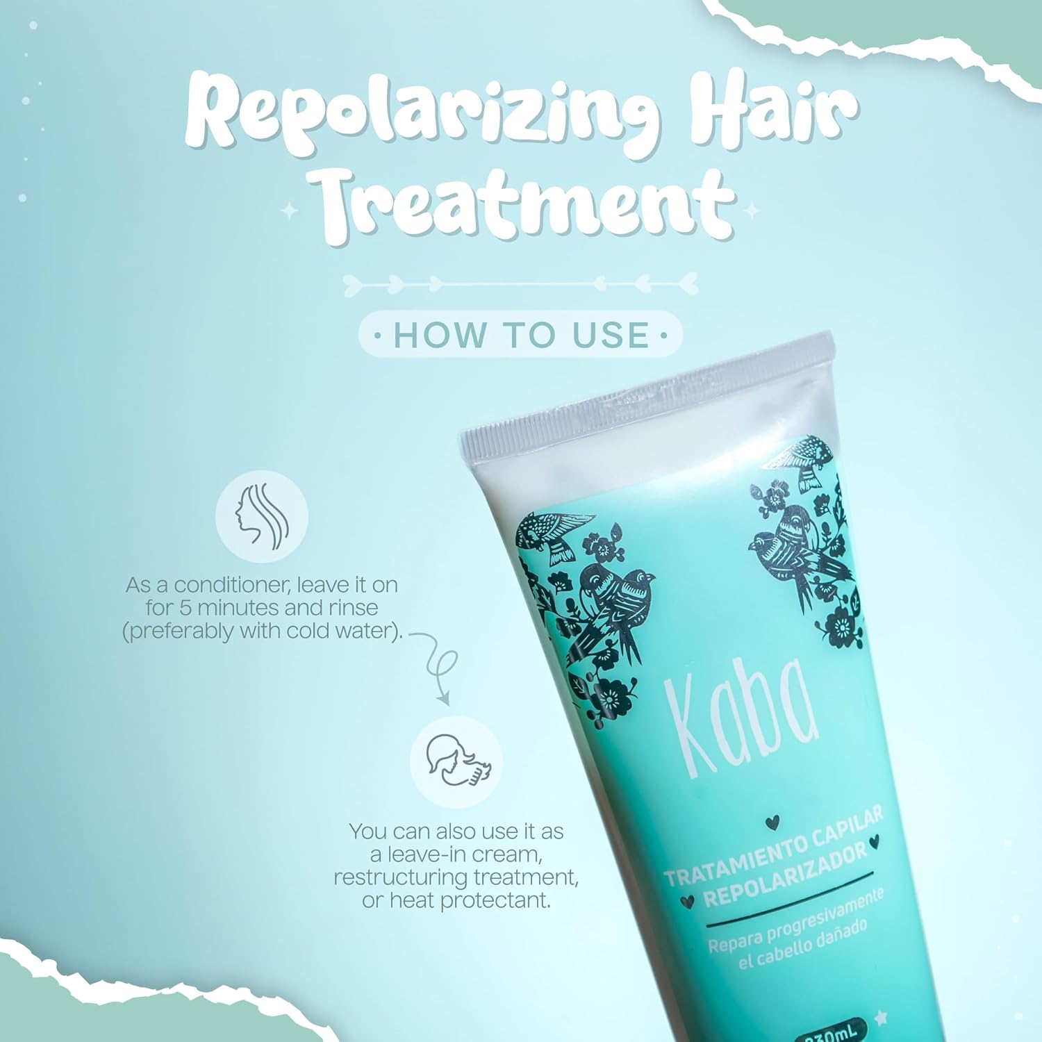 Kaba Hair Treatment Mask for Dry Damaged Hair, Made with Natural Extracts, Promotes Growth, Deep Conditioning, Restores Vitality & Frizz Control, 7.8 Oz image number 2