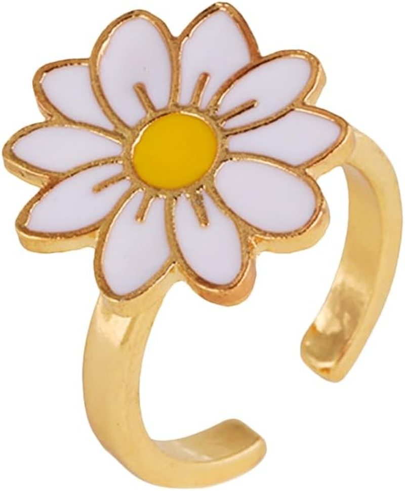JOINPAYA Rotatable Fidget Ring for Kids - Anxiety Relief Ring for Girls and Women - Adjustable Daisy Design - Lightweight Alloy Jewelry for Decoration image number 2