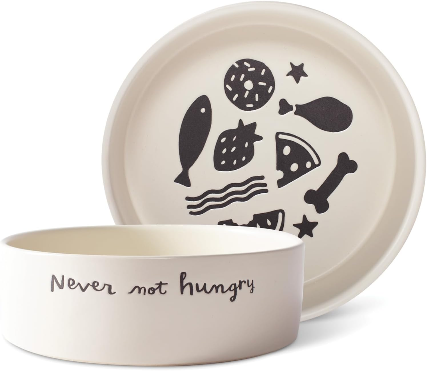 Fringe Studio Stoneware Pet Bowl, Medium, Ribbed White (501005)