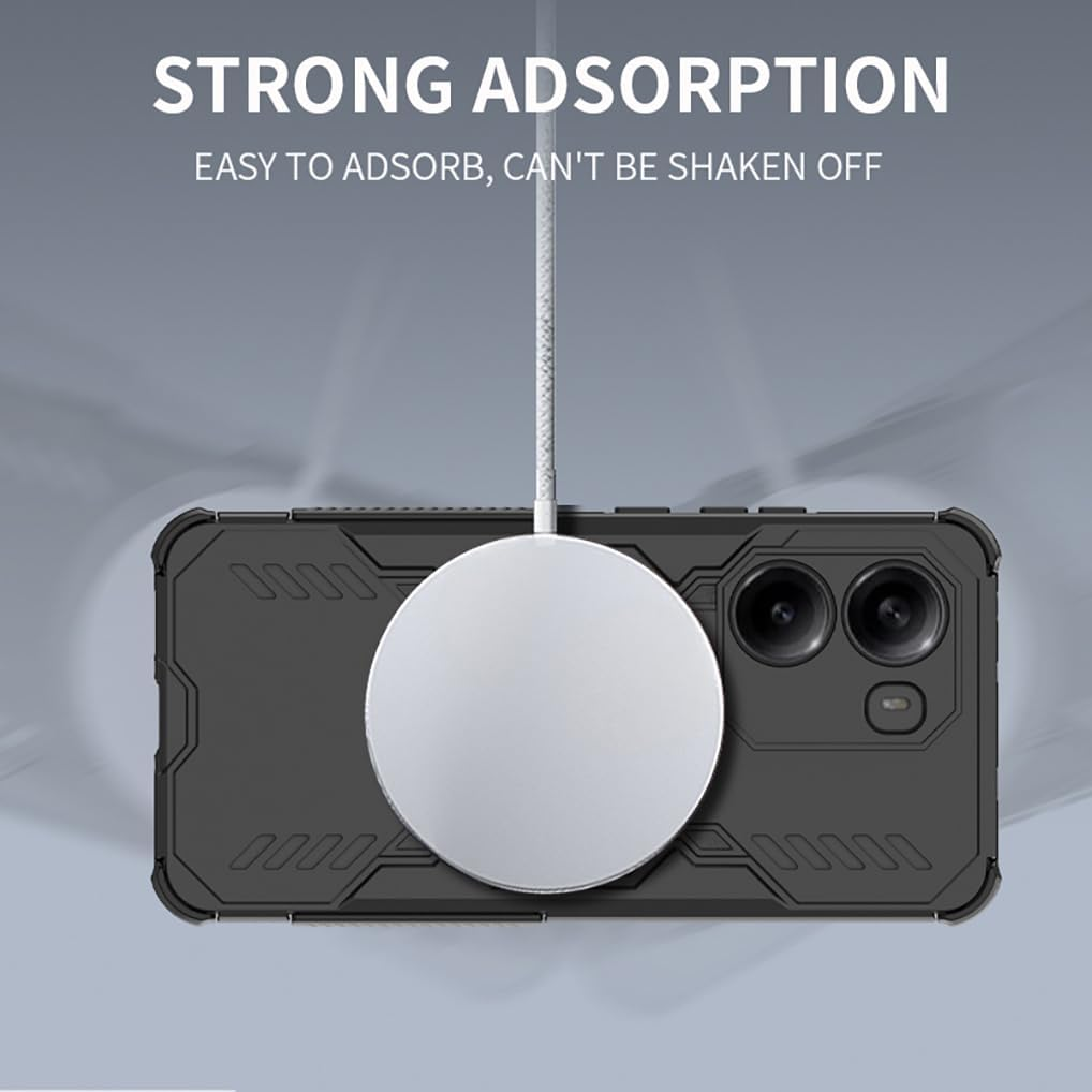 SEAHAI Case for Xiaomi Poco X7 Pro 5G with Magnetic Adsorption Function, Military Shockproof Case, Ultra Thin Hard PC Protective Case, Silicone TPU Bumper Mobile Phone Case, Blue - Black image number 7