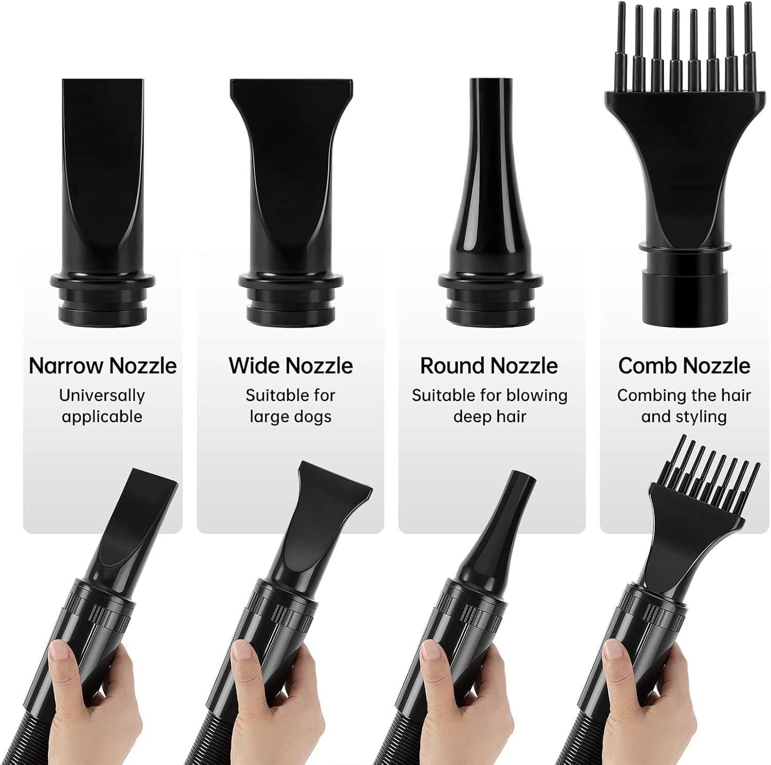 Dog Hair Dryer 2800W Dog Blaster Dryer Pet Dryer Blower Stepless Speed Professional Pet Grooming Hair Dryer with 4 Different Nozzles for Dog Cat (Blue) image number 2