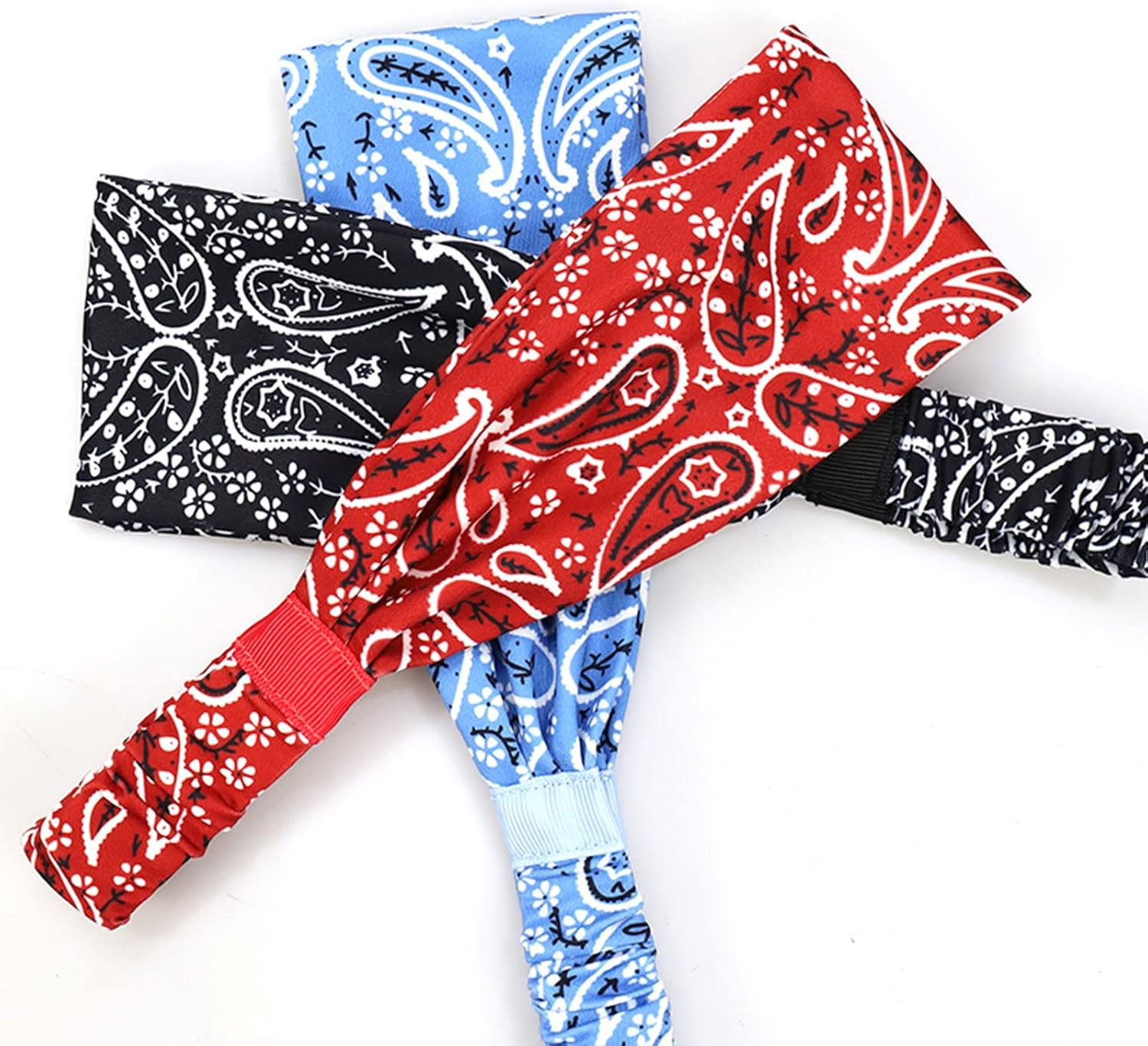 Vintage Paisley Women Elastic Cotton Headbands Vintage Printed Wide Headbands for Sports, Yoga and Running(5Pcs) image number 1