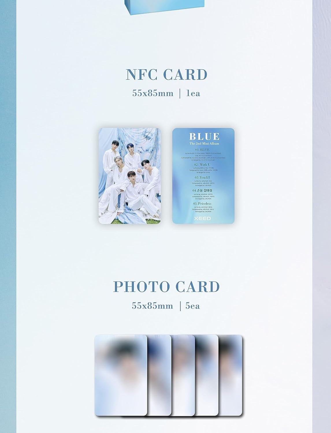 XEED BLUE 2Nd Mini Album SMC Version Outbox+1P NFC Card+5P Photocard+2P Selfie Photocard+Tracking Sealed image number 3