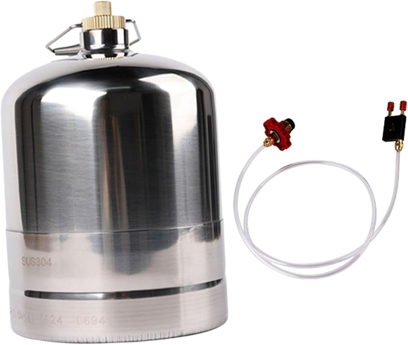 Eigell Stainless Steel Gas Bottle Inflatable Gas Tank Fuel Canister Storage Tank Portable Empty Refillable for Hiking BBQ Cookware