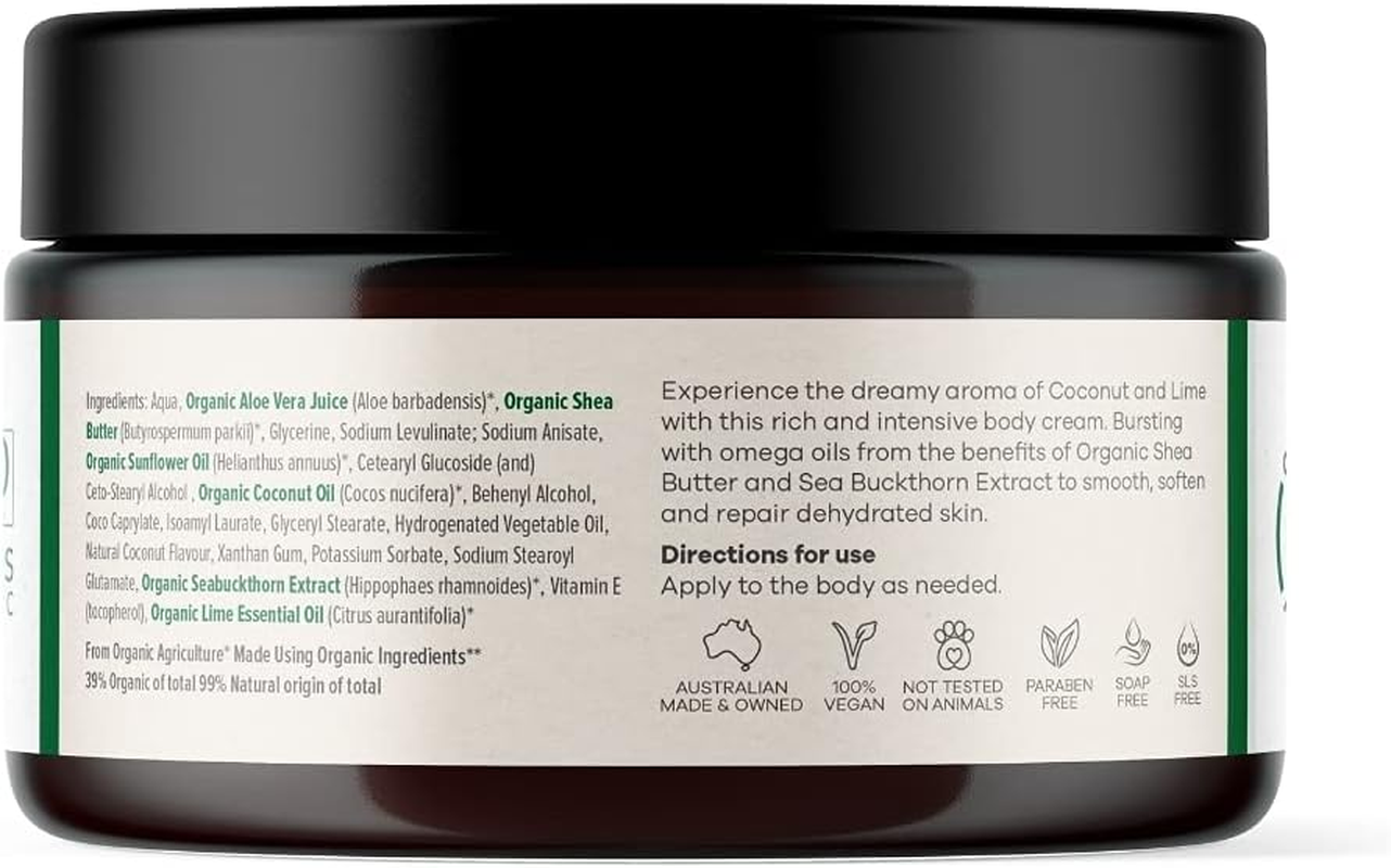 Organic Formulations Intensive Body Cream with Coconut and Lime 200Ml image number 3