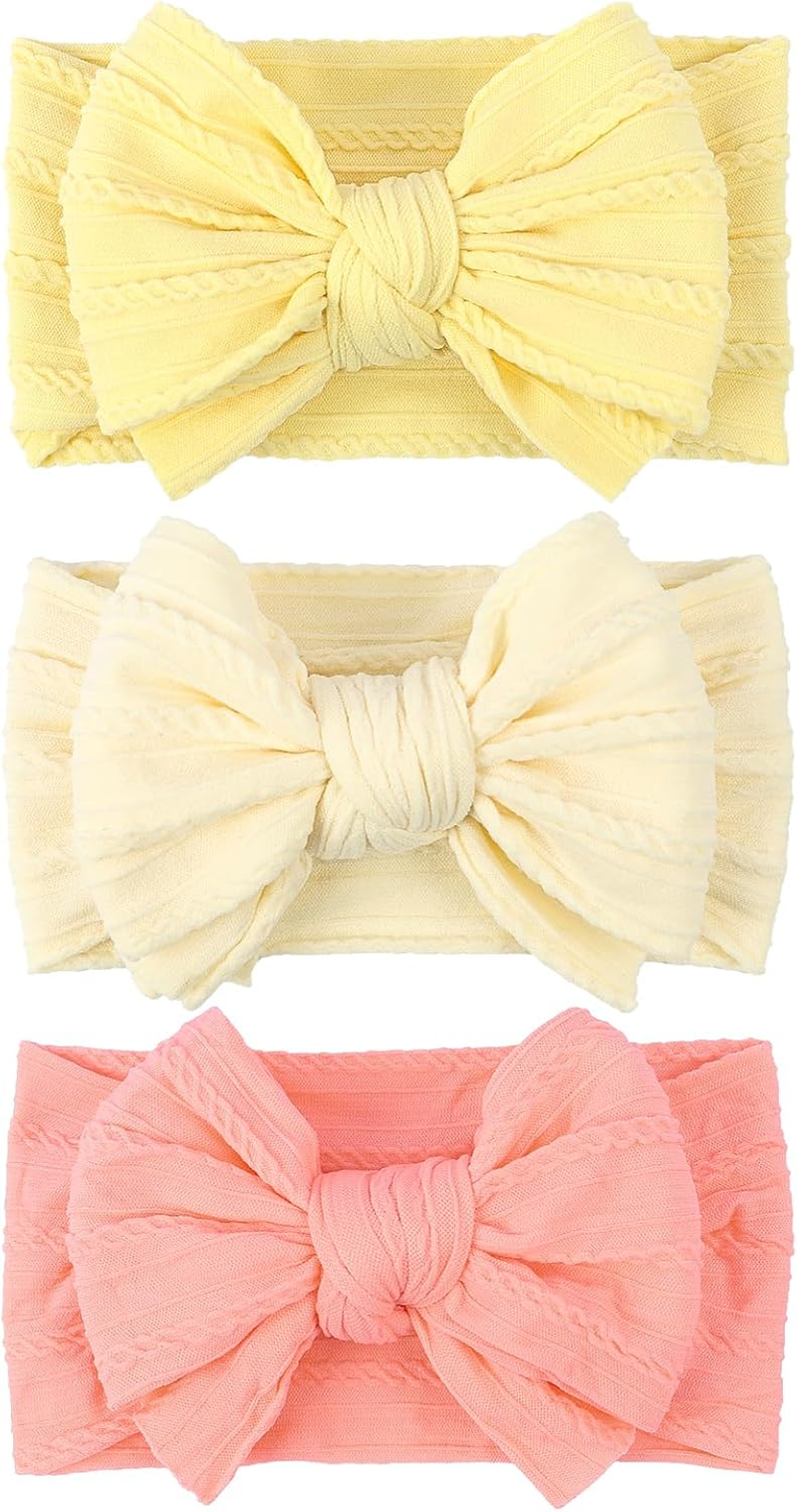 Lemonspace Handmade Red Baby Bow Baby Girls Headbands with Bows High Stretchy Soft Nylon Infant Headwrap Newborn Red Pink Hair Accessories Wonderful Gift for Mother'S Day,Baby Shower