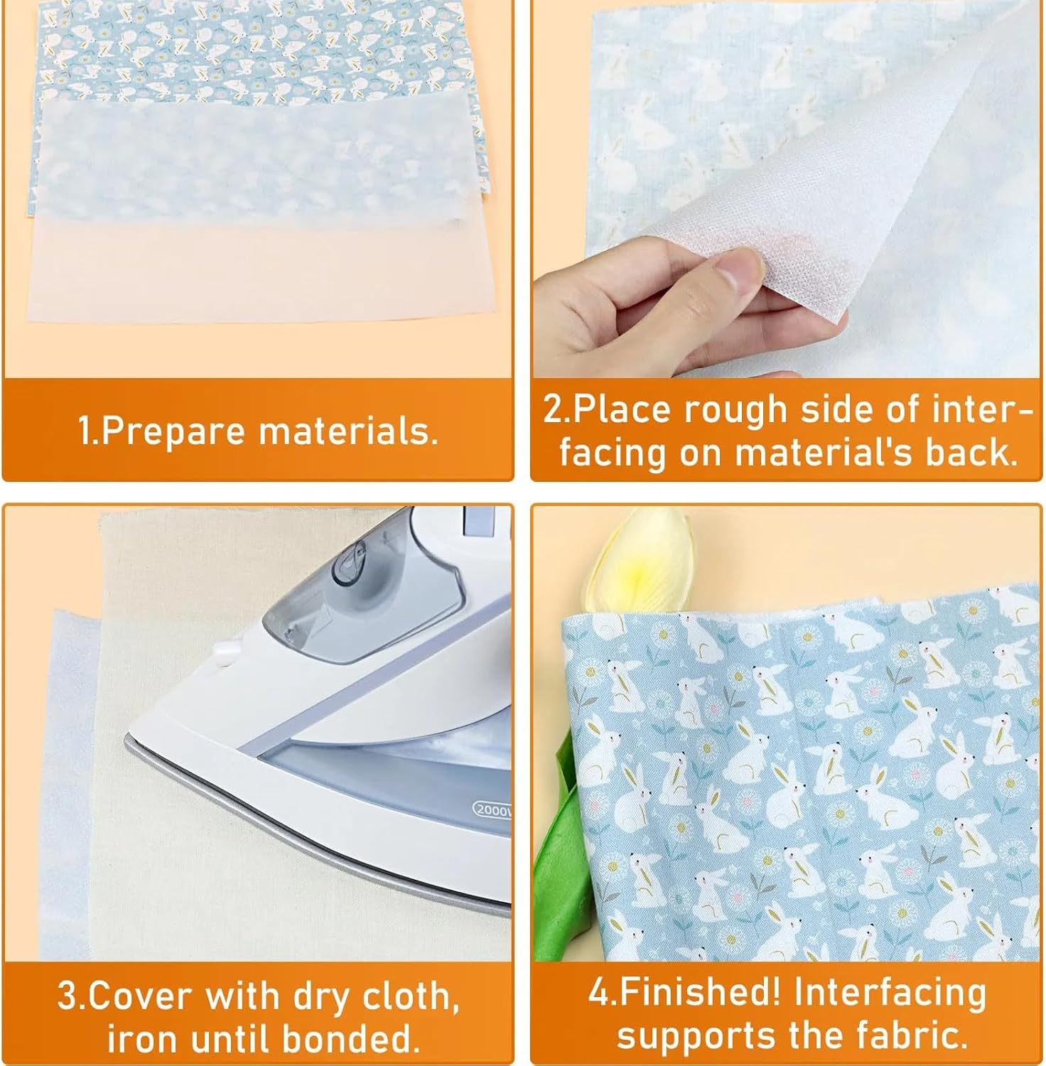 MILIOG Medium Weight White Iron-On Non-Woven Fusible Interfacing, 12" X 30Yd - Single-Sided Polyester Stabilizer for Sewing, Quilting, DIY Crafts, Collars, Cuffs, Dresses & Shirt Plackets