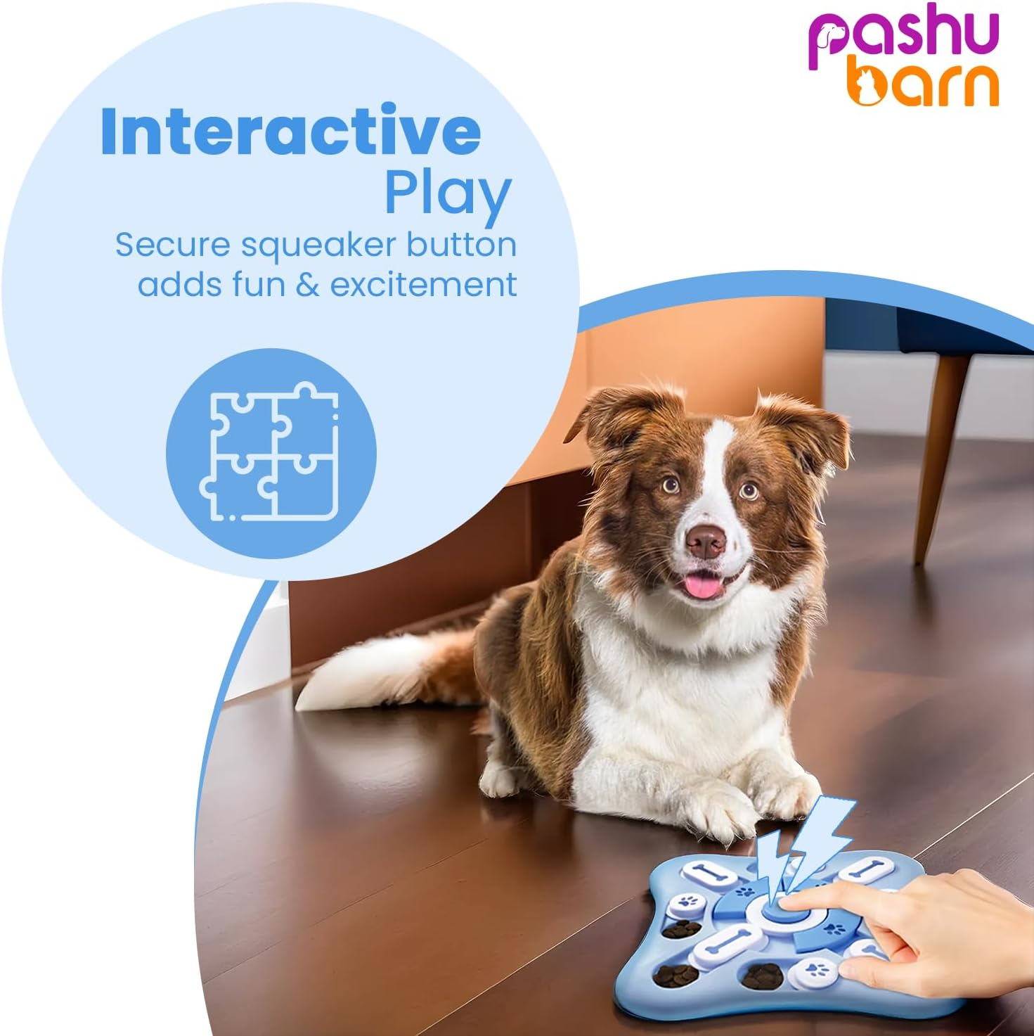 Pashubarn Interactive Treat Dispensing Puzzle Toy for Dogs - Educational Game with Squeaky Button, Brain Stimulation, IQ Training - Three Difficulty Levels image number 1