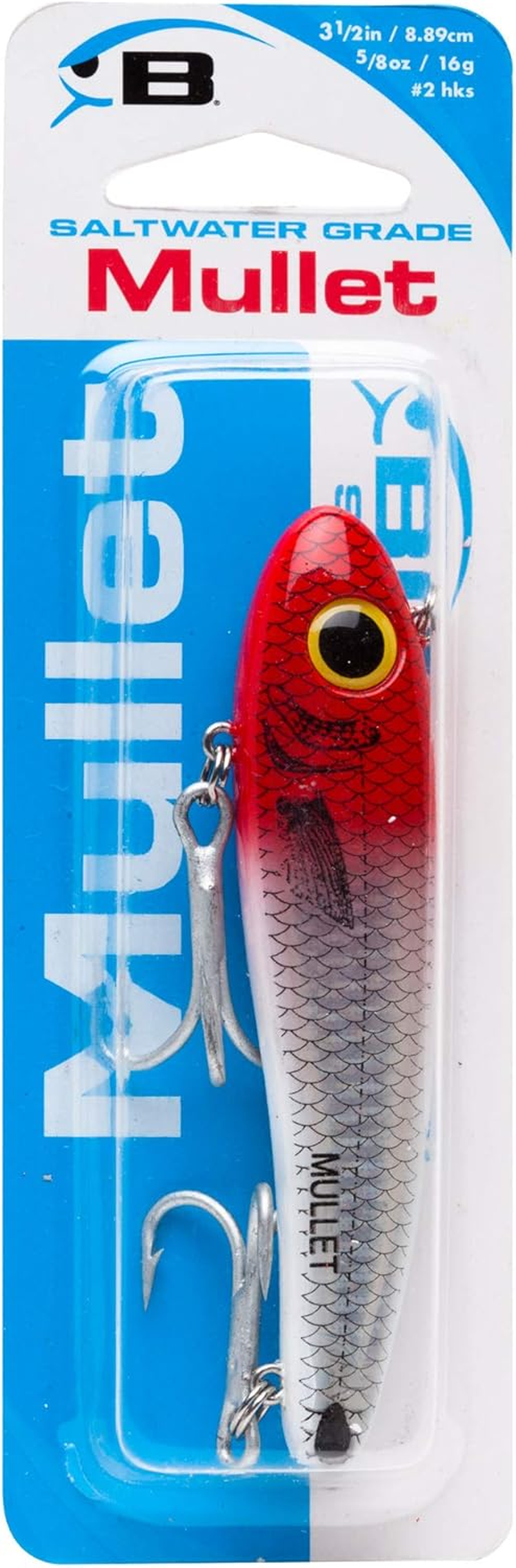 Bomber Lures Mullet Slow-Sinking Twitch/Walking Saltwater Fishing Lure - Excellent for Speckled Trout, Redfish, Stripers and More, 3 1/2 Inch, 5/8 Ounce image number 1