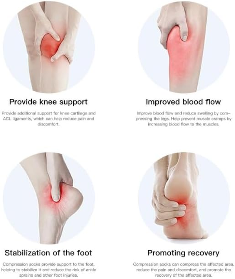 Compression Socks for Women & Men&mdash;6 Pairs Long, Comfortable Support&mdash;For Running, Athletic, Nursing, Travel, Office, Hiking, Post-Workout&mdash;Unisex Size S/M image number 3