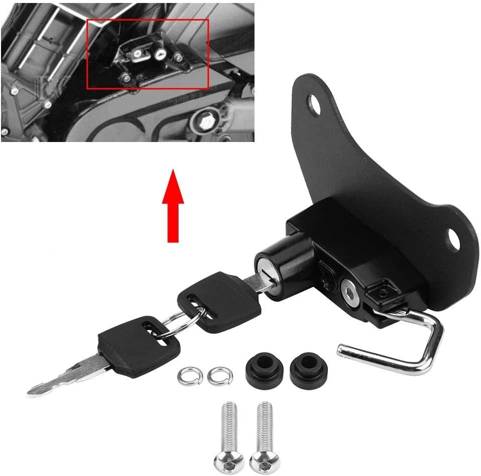 For Indian Scout Bobber Accessories 2021 Motorcycle Helmet Lock,Aluminium Alloy Lock Mount Hook with 2Pcs Keys for 2015-2018,11 * 5.3 * 4.3Cm/4.3 * 2.1 * 1.7In(Black) image number 5