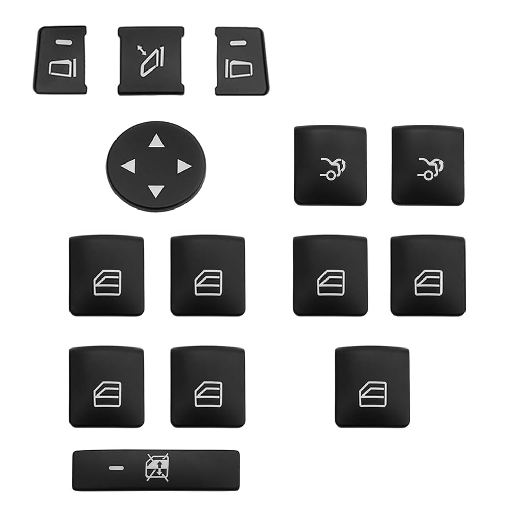14 Pcs Window Glass Lift Button Trim Cover Interior Door Power Window Switch Button Cover Fit for Mercedes Benz a (W176) / B(W246) / C(W204) / E(W212) / GL/ML/CLA/GLA/GLE/GLK Class (Black)