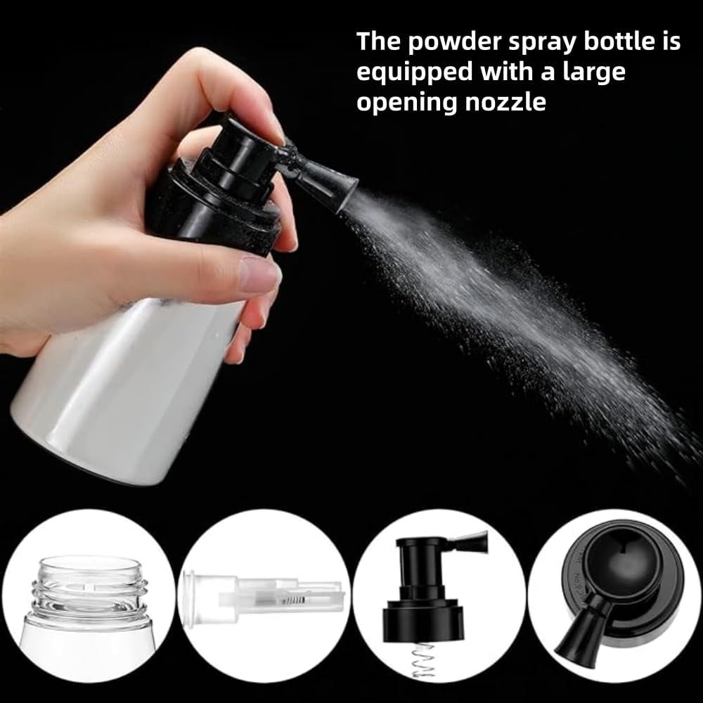 Fabselection Powder Spray Bottle, 2 Pcs Refillable Hair Fiber Applicator, Empty Dry Barber Powder Bottle,Powder Spray Bottle Refillable Containers for Hair Salon 140Ml image number 3