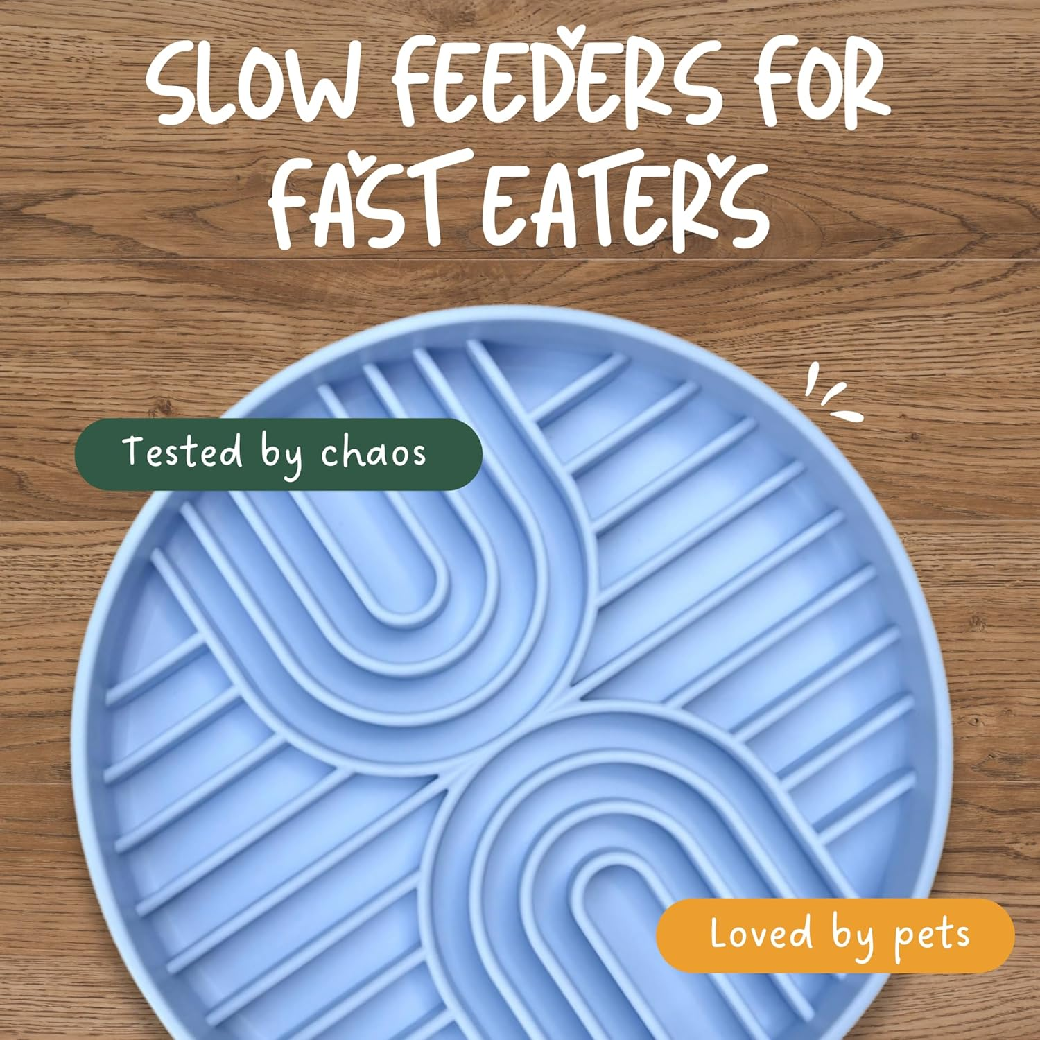 Tails & Whiskers Slow Feeder Dog & Cat Enrichment Bowl, Maze Rainbow Pattern anti Gulping Pet Food Bowl, 19 Cm (Blue) - Blue image number 5