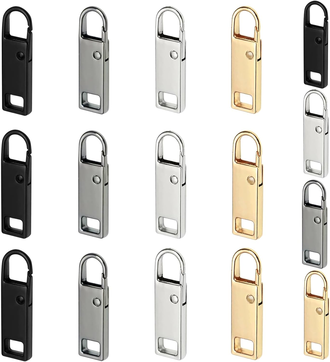 Urmspst Zipper Pull Replacement (2022 Upgraded), 8 Pcs Detachable Zipper Pull Tabs for Luggage Clothing Jackets Backpacks Boots Purse Coat(4 Color Black, Silver, Gold, Brilliant Black)