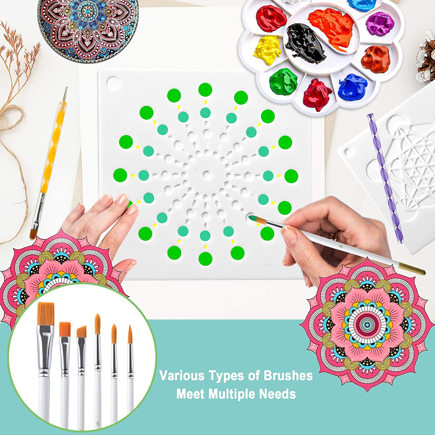 58PCS Mandala Dotting Tools Set with a Blue Zipper Waterproof Storage Bag for Painting Rocks image number 6