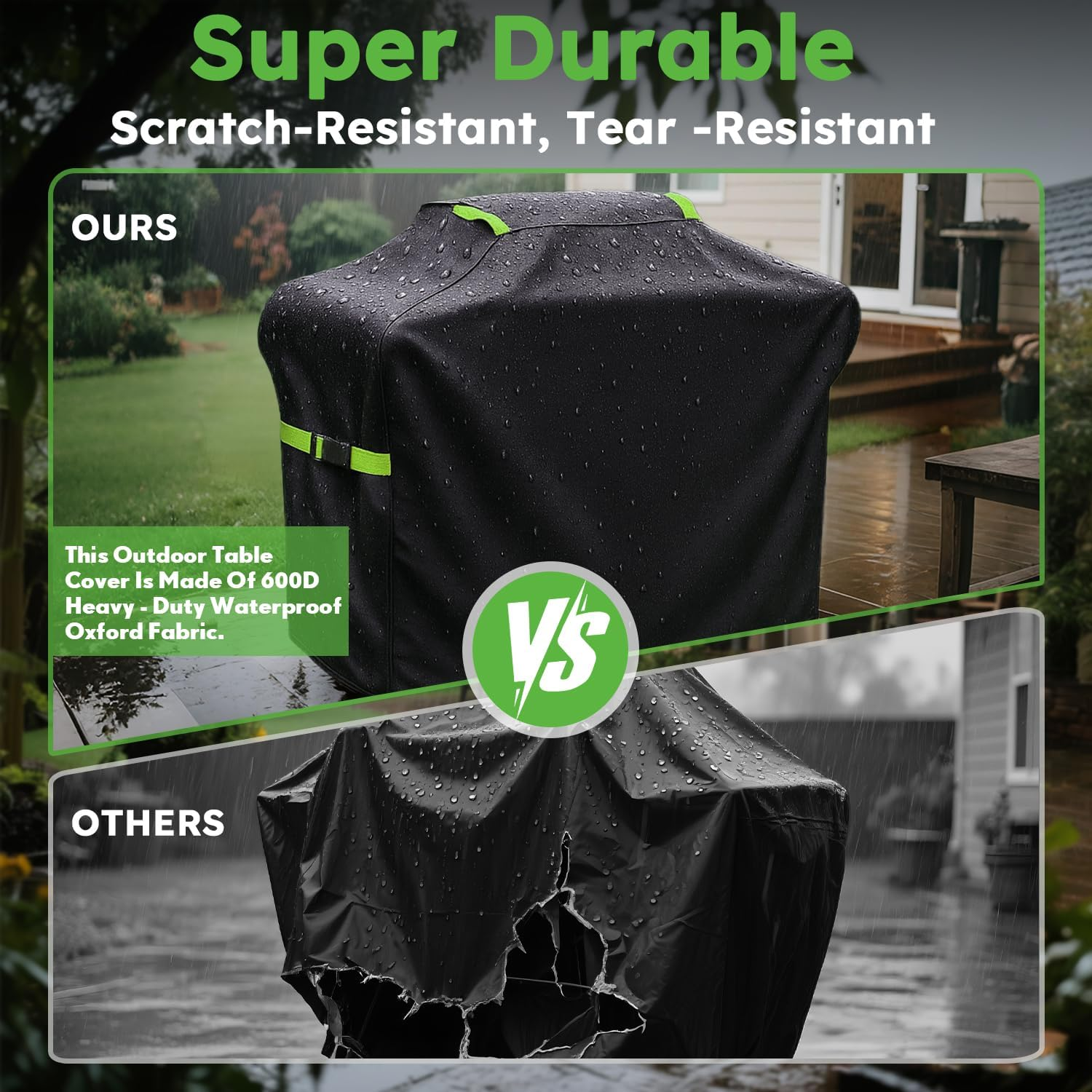 Grill Cover Heavy Duty 600D Oxford, Waterproof BBQ Cover with Straps & Handle, Outdoor Barbecue Grill Cover for Gas, Charcoal & Pellet Grills, Fits Weber, Char-Broil, Nexgrill,（145 &times; 61&times; 117 Cm） image number 1