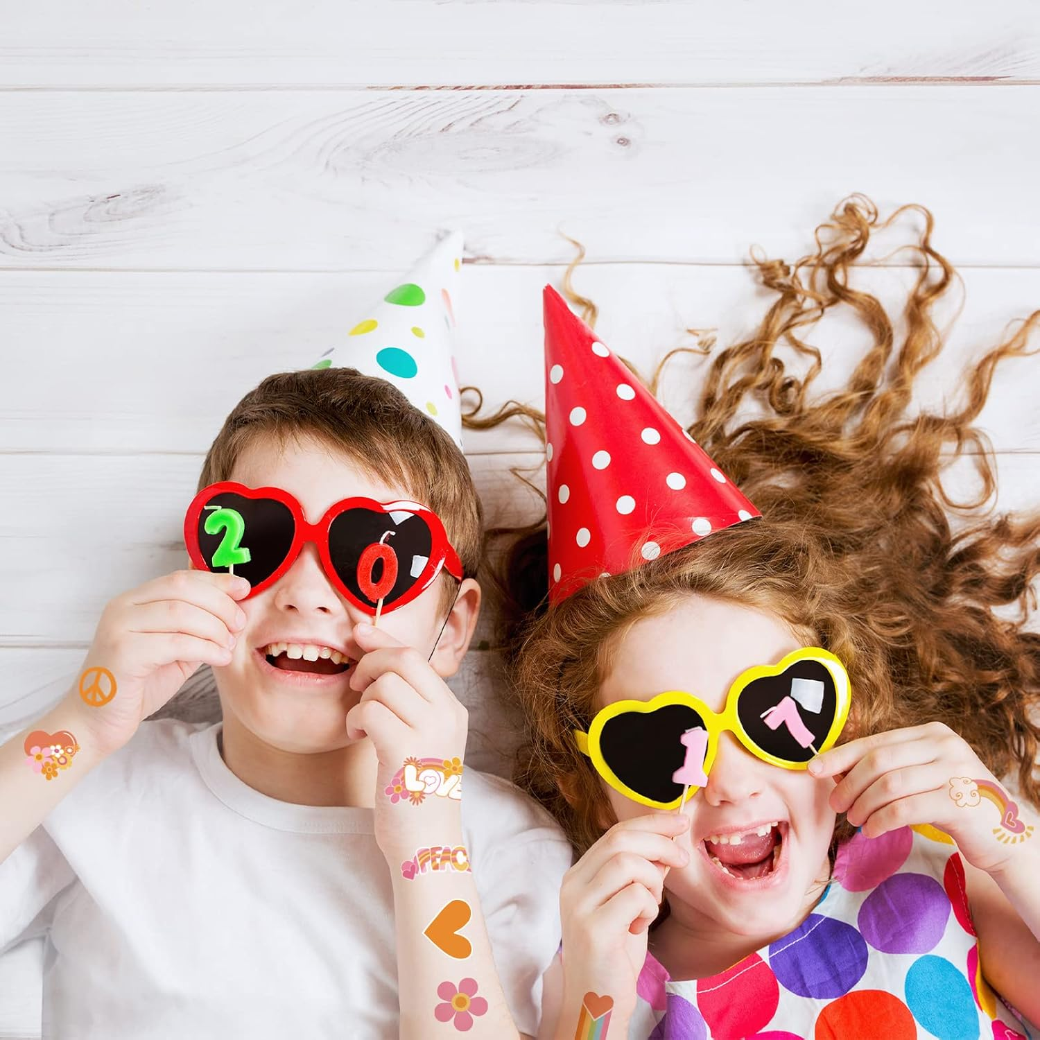 280Pcs Hippie Theme Temporary Tattoos Stickers 70'S Theme Tattoos Stickers Hippie Face Body Sticker for Adults and Kids Cute Cartoon Printing Groovy Assorted Groovy Party Supplies image number 5