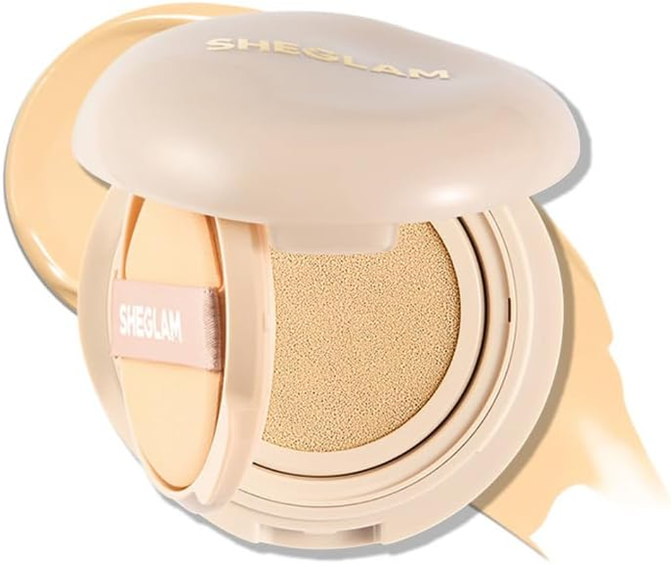 SHEGLAM Lock & Go Long-Lasting Cushion Foundation Soft Matte Weightless Waterproof for Flawless Base Makeup-Warm Vanilla