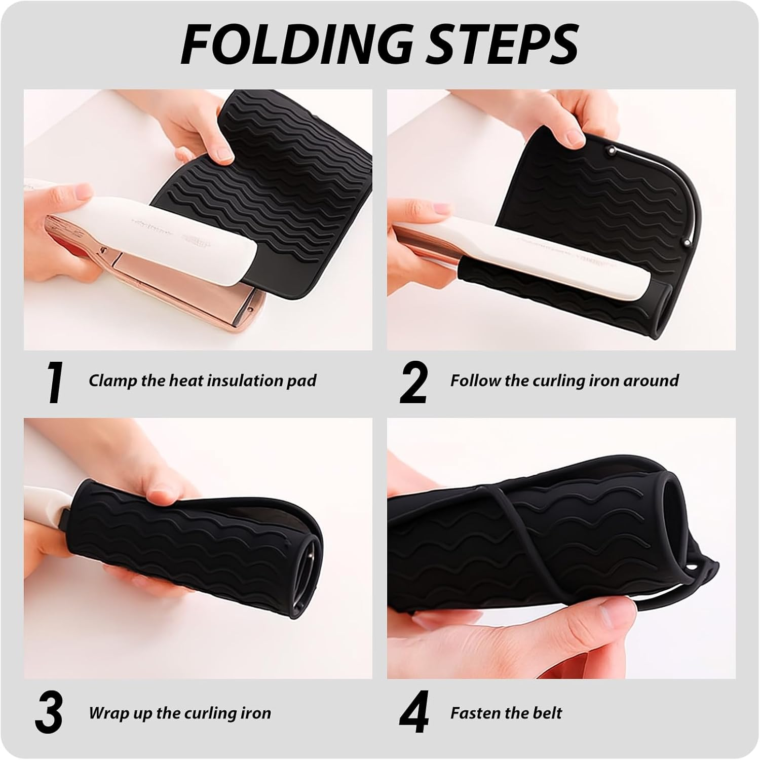 Ozessence 2 Pcs Heat-Resistant Mat for Curling Irons, 21&times;15.8Cm Portable Heat Silicone-Resistant Mat for Curling & Flat Irons, Used for Anti-Slip Protect Desktop and Travel Carry image number 6