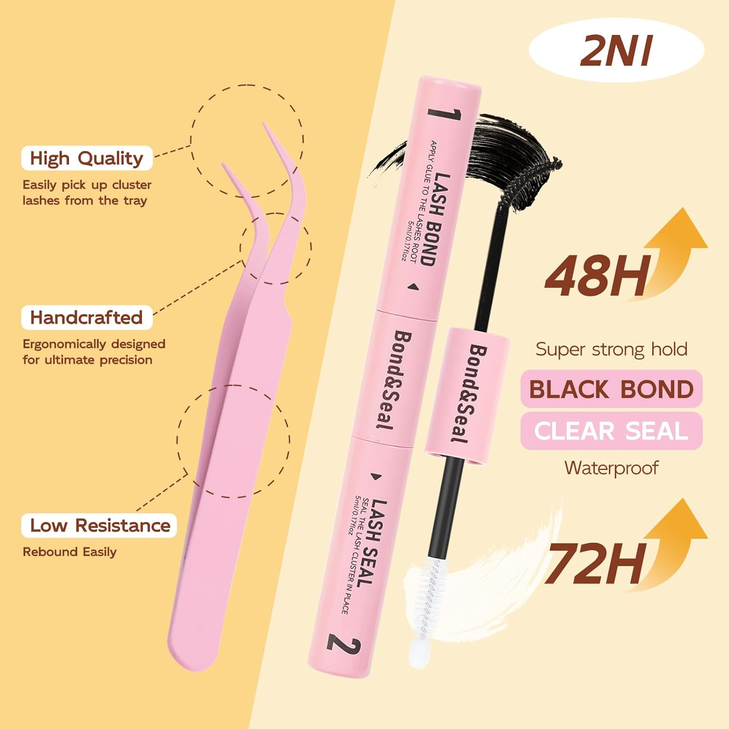 QUEWEL DIY Lash Extension Kit 280Pcs Lash Clusters Eyelash Extension Kit Mix 12-18Mm 30D 40D Individual Lashes Kit with Lash Bond and Seal and Tweezers for Easy DIY at Home(Dj-30+40D Kit) - Black-Rrjm-40D-Tz image number 4