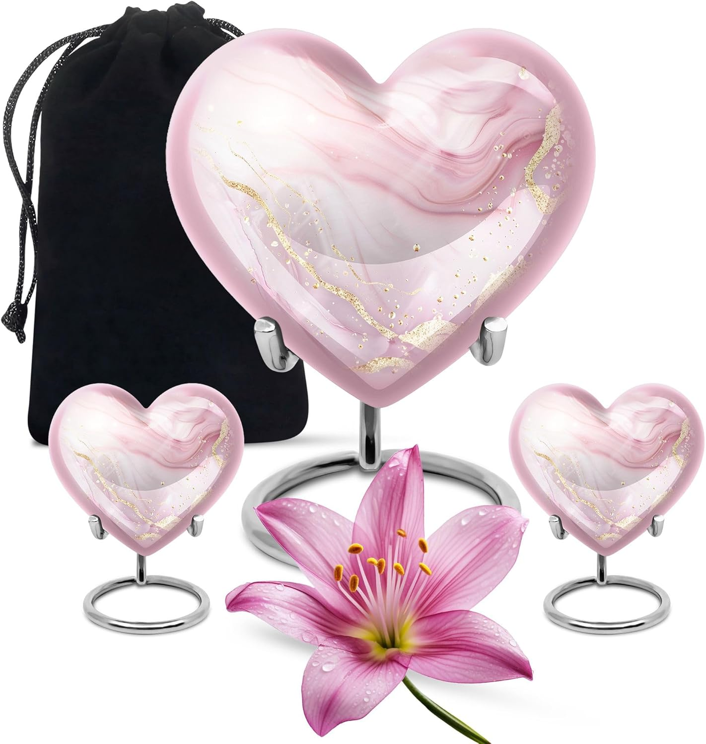 Blush Pink Marble Decorative Urn - Large Funeral Cremation Urn for Adult Ashes image number 4