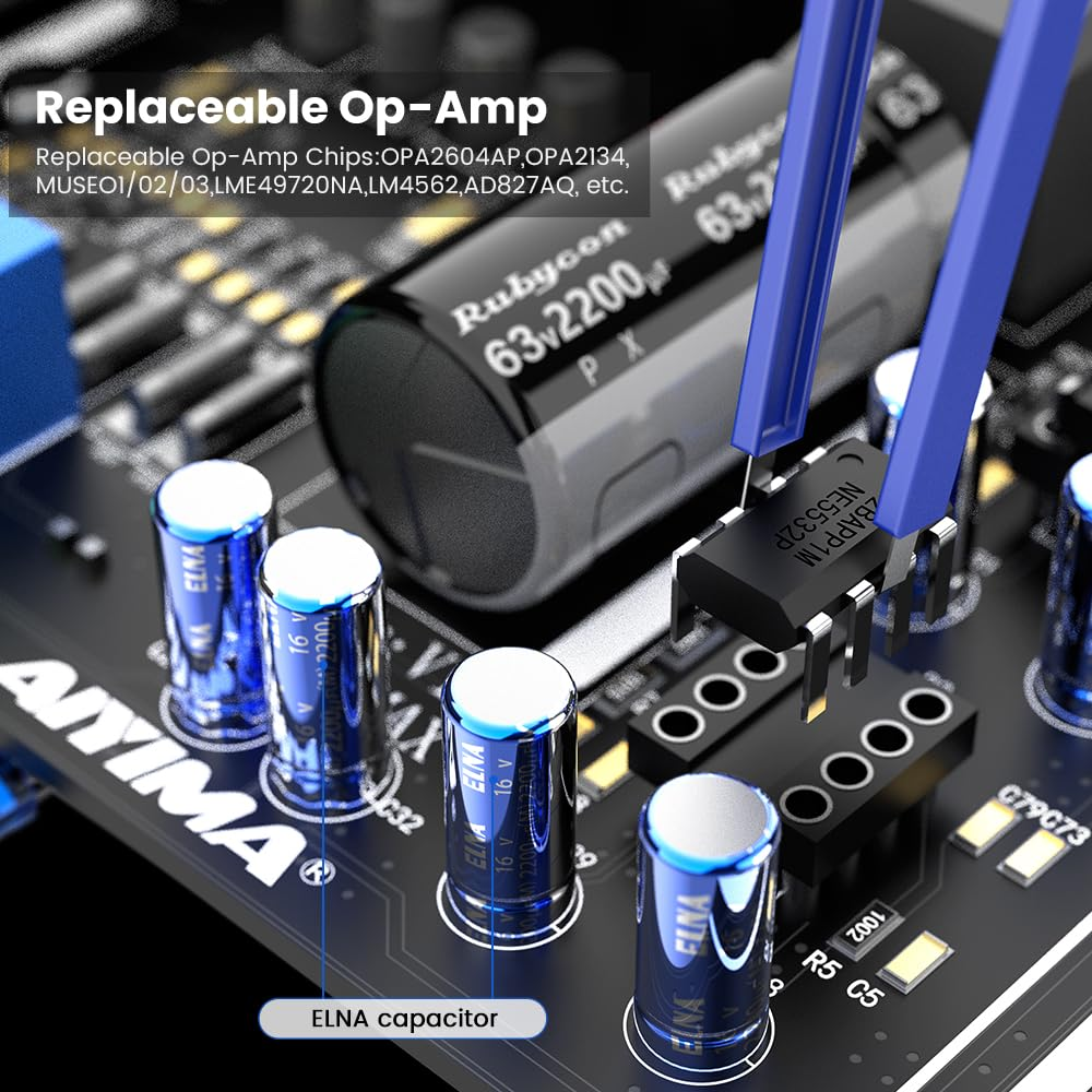 AIYIMA A07 MAX 2 Channel Stereo Amplifier Home Audio 300 Watts X2 Power TPA3255 Class D Mini Speaker Amp Bridgeable Mono Stereo Desktop Amplifier 600Watt with 3.5Mm Output Integrated Hifi Amp image number 5