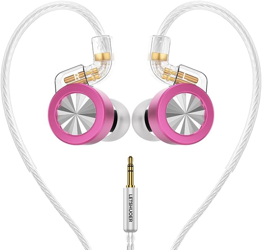 LETSHUOER D02 Wired IEM Earphones,Type-C Earbuds with Microphone,Dual-Chambered Dynamic Driver in Ear Monitors for Gaming with Detachable Silver-Plated Copper Cable (Aqua, Type-C)