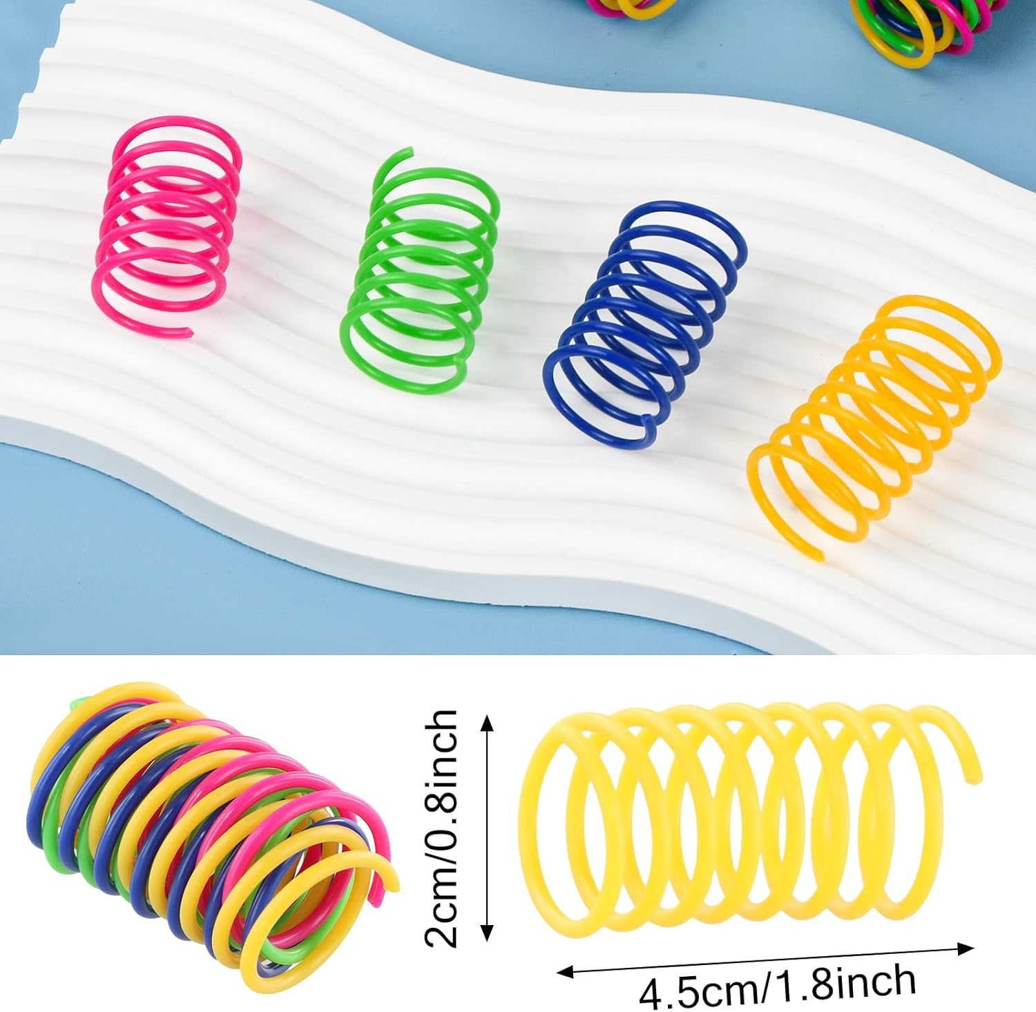 Shengxi Pack of 16 Colourful Cat Spring Toy, Plastic Spiral Springs, Plastic Spiral Springs for Cat at Home, Interactive Spiral Cat Toy for Beating, Biting and Hunting image number 6