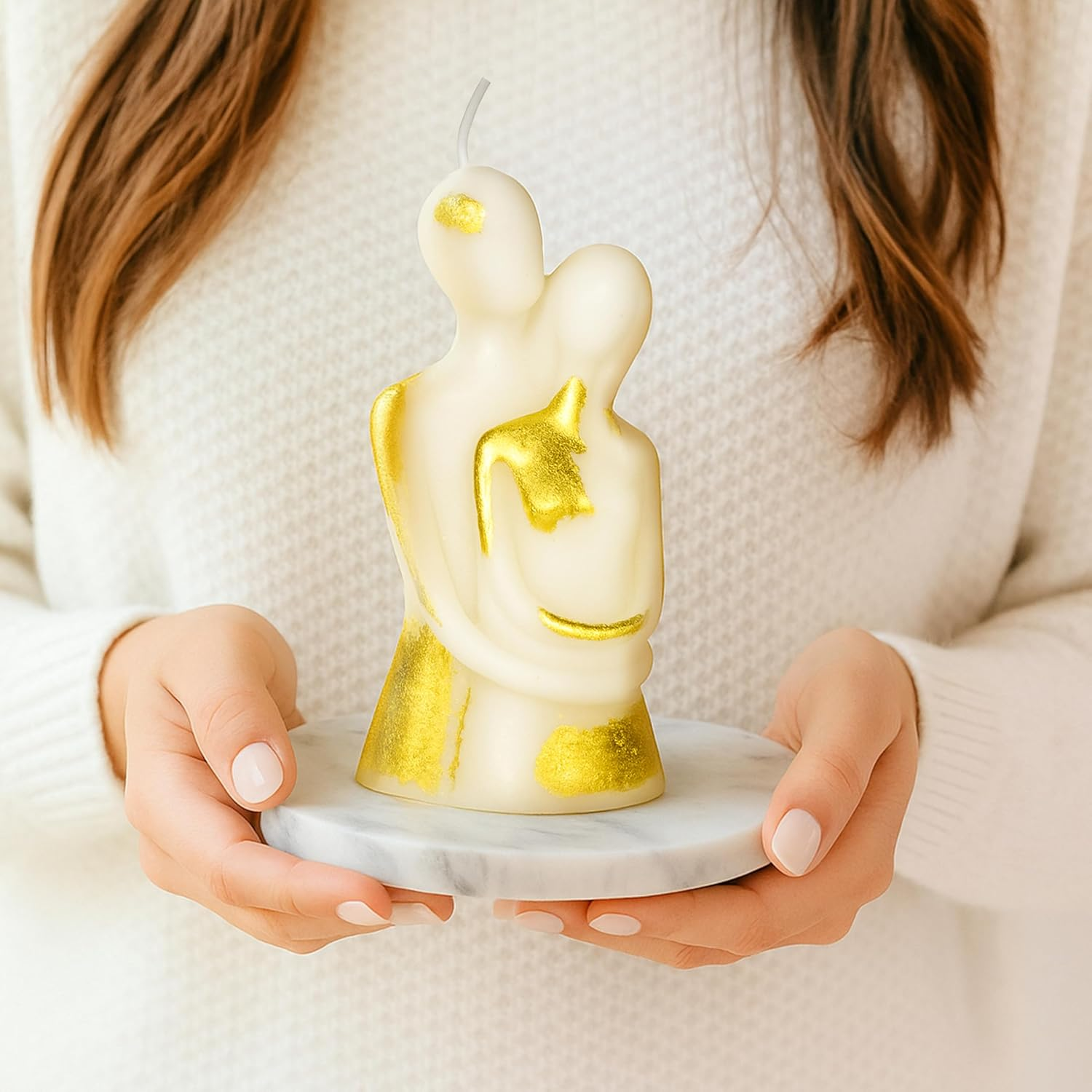 Apexor Scented Candle &ndash; Erotic Wedding Couple Figurine with Jasmine Scent, White with Gold Foil Accents, Ideal for Couple Spells and Special Other Occasions image number 2