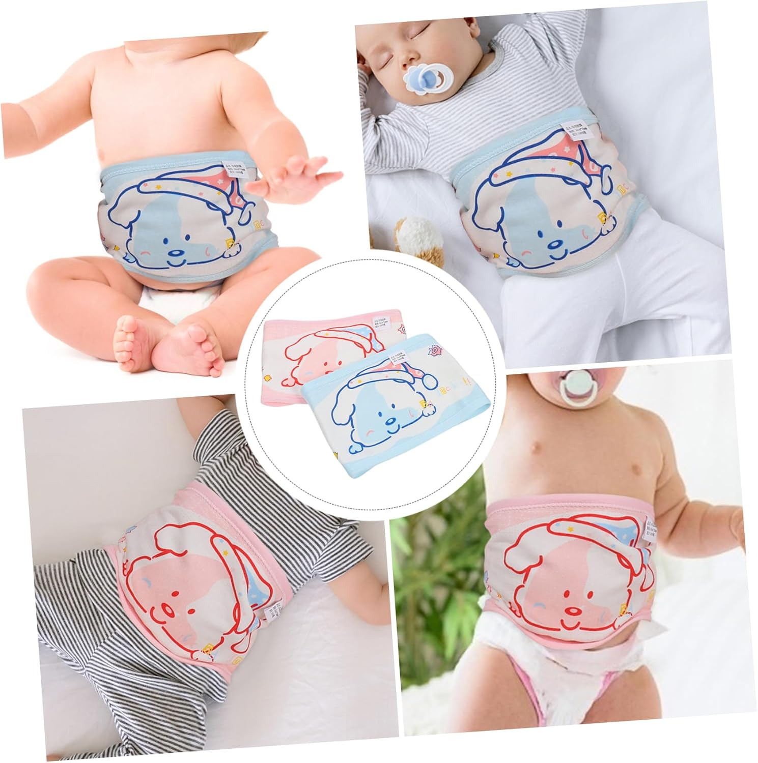 2Pcs Umbilical Cord Protection Cotton Belly Bands for Newborn Comfort Colours Belly Belt image number 4