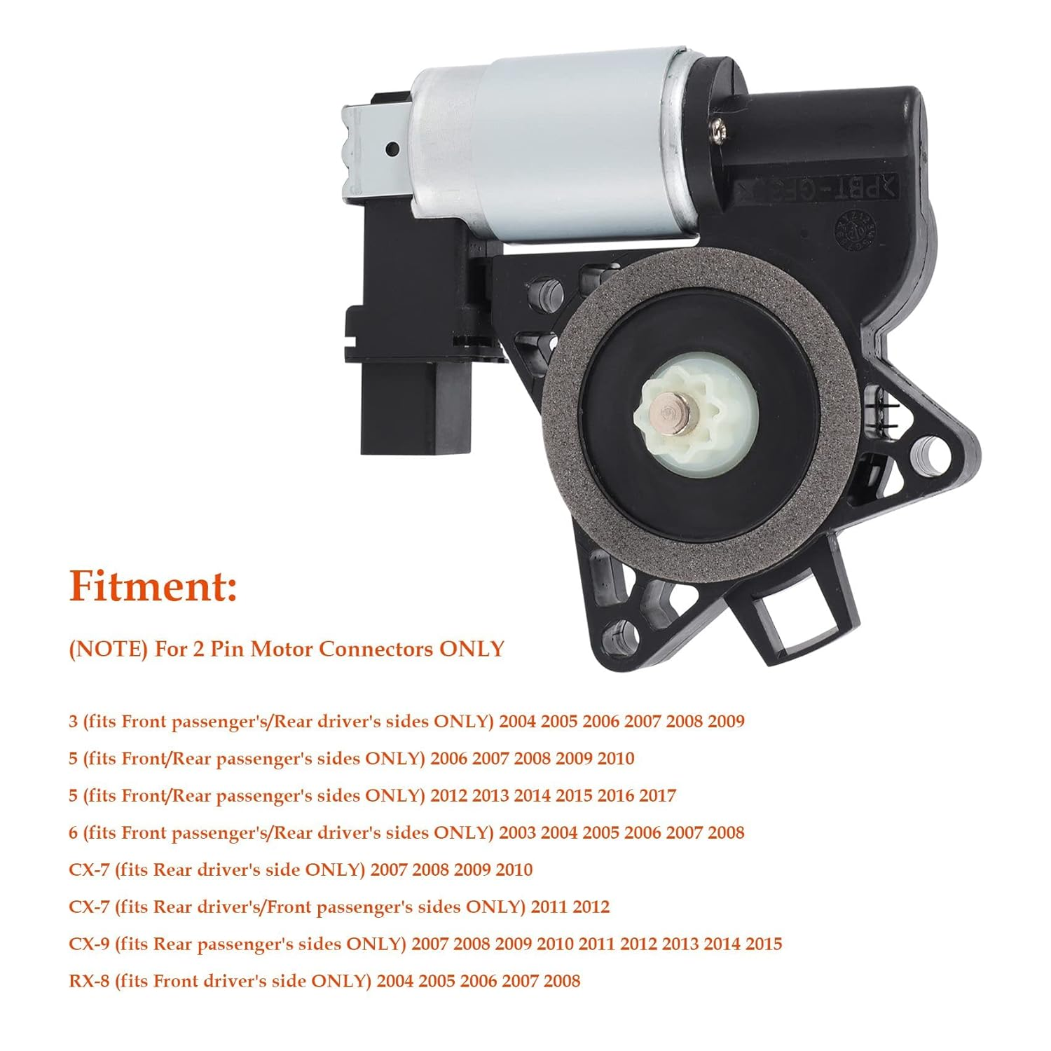 Barbuly Right Window Regulator Electric Glass Lifter Motor for 2004-2017 5 6 CX7 CX9 RX8 742-802 Gj6A5858Xf image number 4