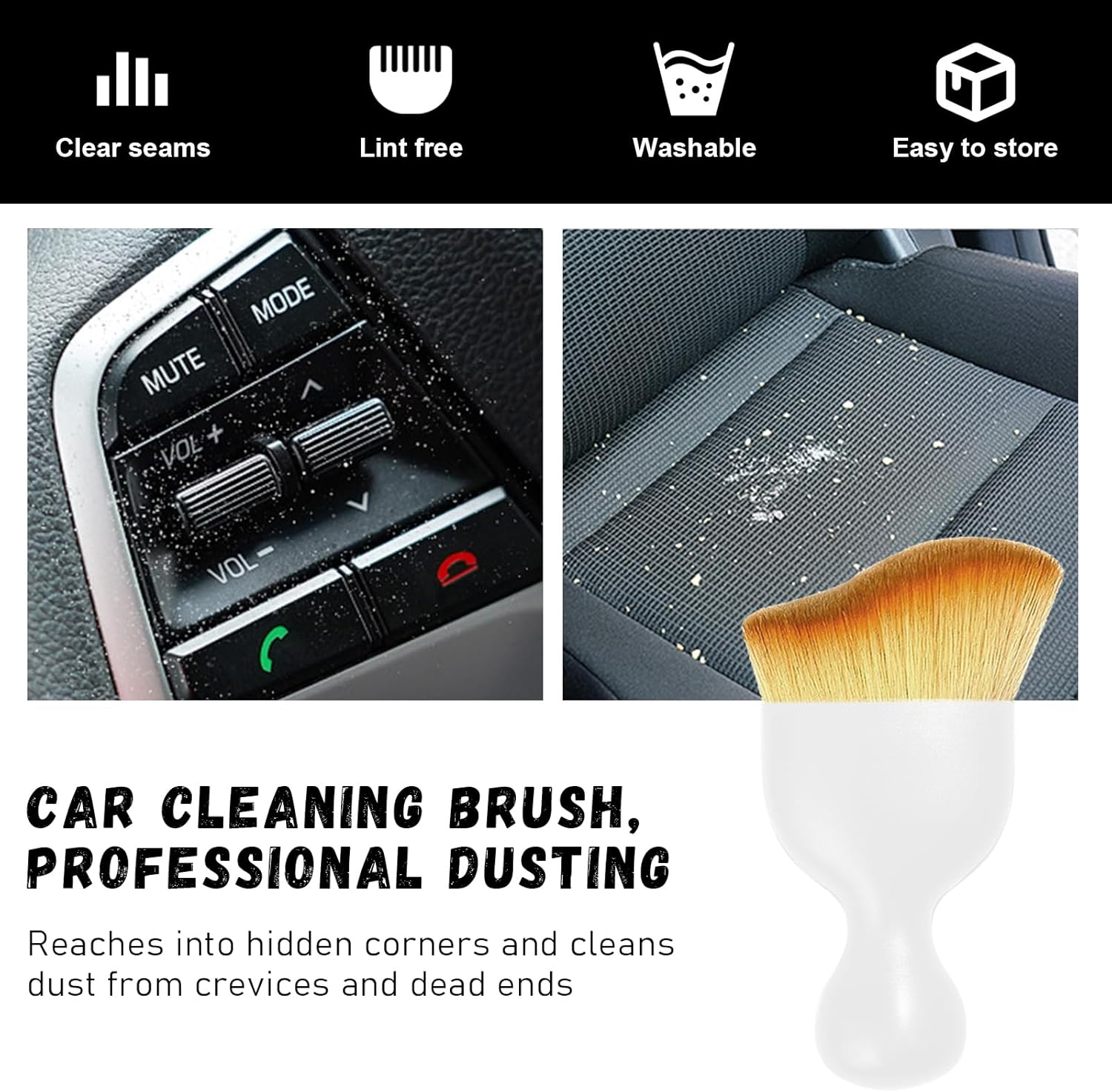 Ziciner 2 PCS Car Detailing Brush, Curved Soft Bristles Auto Removal Dust Collectors, Universal Vehicle Dashboard, Air Conditioner Vents Etc Interior Cleaning Tool Accessories (White) image number 3