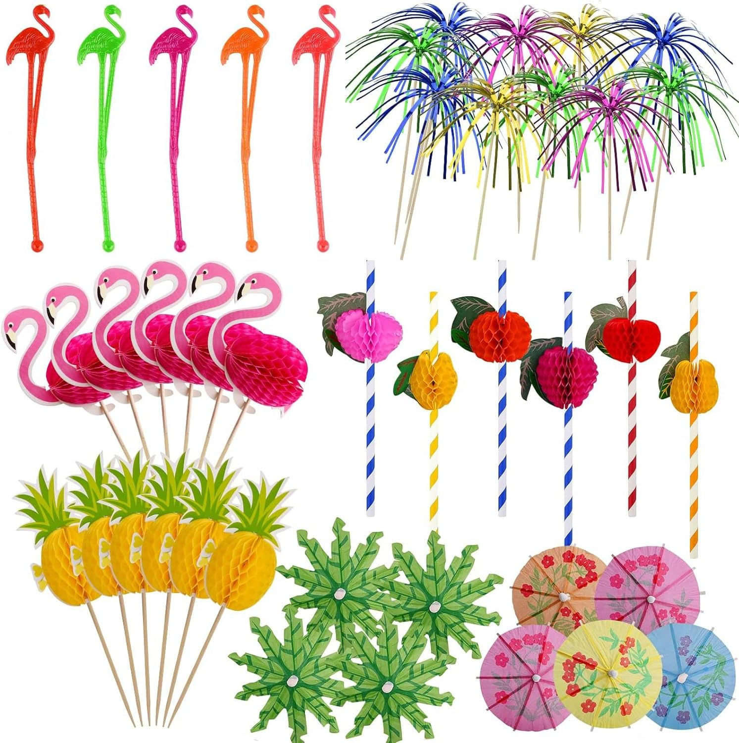 Yharnamite Cocktail Party Decorations, Paper Umbrella Sticks for Cocktails Drink Decorations, Biodegradable Straws for Drinks Wedding Party Hawaii Tropical Party Cocktail Accessories (70) image number 4