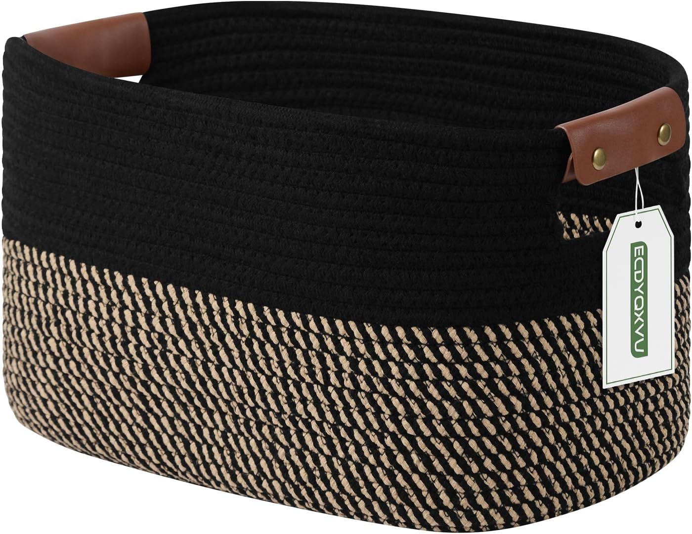 Cotton Rope Basket , Storage Baskets with Handle, 15X10X9 Inch Woven Basket for Shelves, Laundry, Towels, Clothes, Books, Toys (White, 3 Pack)