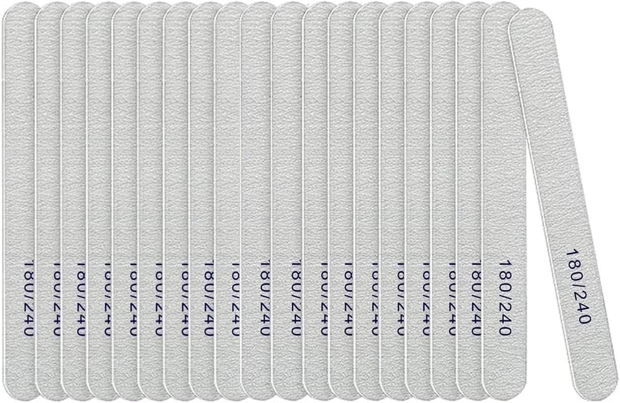 Nail File 20 PCS Professional Double Sided 180/240 Grit Durable Nail Files Manicure Tool and Nail Buffering Files image number 2