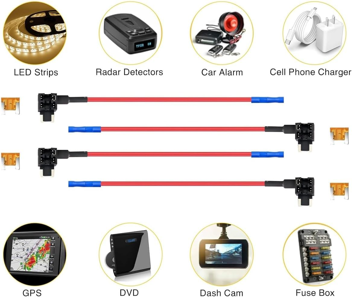 Ozchillon 5 Pack Low Profile Mini Add-A-Circuit Fuse Tap Kit with Blue Terminal &ndash; 16AWG Piggyback Fuse Holders for Car, SUV, Ute, Truck, 12V Accessories (5, 5AMP) image number 1