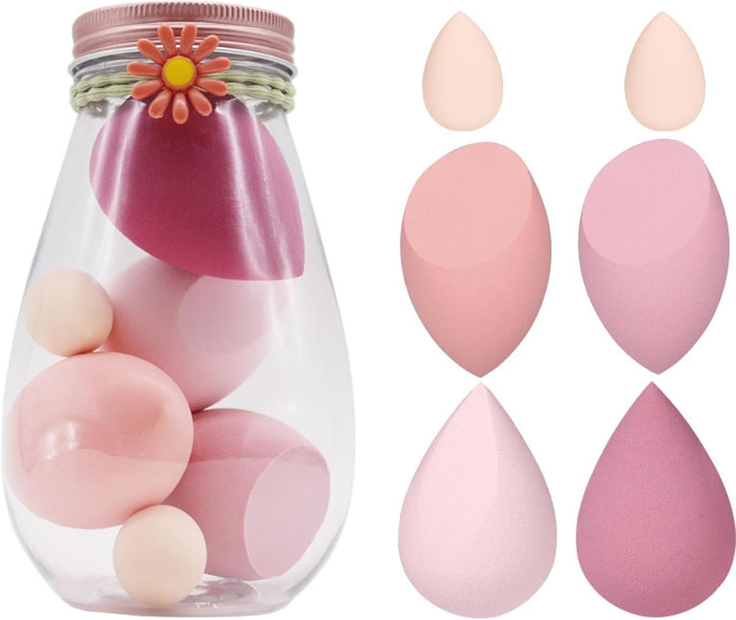 Makeup Sponge Set,Beauty Sponge Blending Foundation Sponge Makeup Puff with Case,6Pcs for Cream, Powder and Liquid